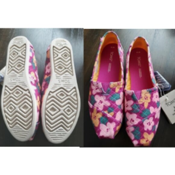 TOMS Alpargata Fuchsia Blooms Quilted Slip On Shoes 10 BNWT 🆕📦⌚🏃🏻💨⚡🚚 - Picture 12 of 15